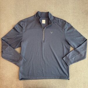 Callaway Pullove Mens Medium 1/4 Zip Golf Weather Series Navy Thermal Golf